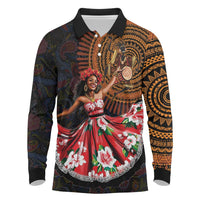 Sega Traditional Dance Long Sleeve Polo Shirt Paisley Mix African Pattern