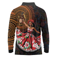 Sega Traditional Dance Long Sleeve Polo Shirt Paisley Mix African Pattern