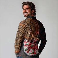 Sega Traditional Dance Long Sleeve Polo Shirt Paisley Mix African Pattern