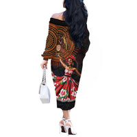 Sega Traditional Dance Off The Shoulder Long Sleeve Dress Paisley Mix African Pattern