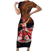 Sega Traditional Dance Short Sleeve Bodycon Dress Paisley Mix African Pattern - Wonder Print Shop