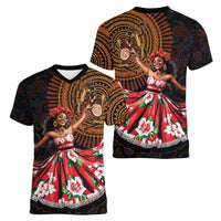 Sega Traditional Dance Women V-Neck T-Shirt Paisley Mix African Pattern - Wonder Print Shop