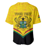 Personalised Ghana Independence Day Baseball Jersey Coat Of Arms With Kente Pattern