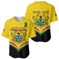 Personalised Ghana Independence Day Baseball Jersey Coat Of Arms With Kente Pattern