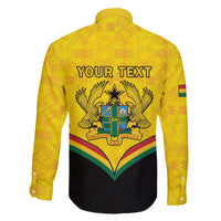 Personalised Ghana Independence Day Family Matching Off The Shoulder Long Sleeve Dress and Hawaiian Shirt Coat Of Arms With Kente Pattern