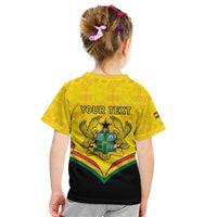Personalised Ghana Independence Day Kid T Shirt Coat Of Arms With Kente Pattern