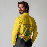 Personalised Ghana Independence Day Long Sleeve Polo Shirt Coat Of Arms With Kente Pattern