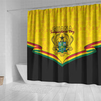 Ghana Independence Day Shower Curtain Coat Of Arms With Kente Pattern - Wonder Print Shop