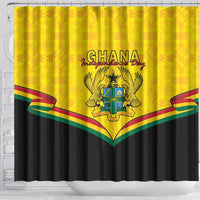 Ghana Independence Day Shower Curtain Coat Of Arms With Kente Pattern - Wonder Print Shop
