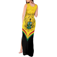 Personalised Ghana Independence Day Tank Maxi Dress Coat Of Arms With Kente Pattern - Wonder Print Shop
