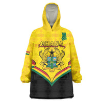 Personalised Ghana Independence Day Wearable Blanket Hoodie Coat Of Arms With Kente Pattern - Wonder Print Shop