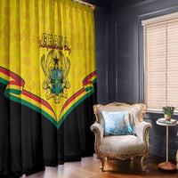 Ghana Independence Day Window Curtain Coat Of Arms With Kente Pattern - Wonder Print Shop