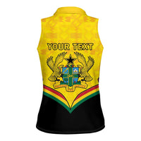 Personalised Ghana Independence Day Women Sleeveless Polo Shirt Coat Of Arms With Kente Pattern - Wonder Print Shop