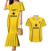Custom Ghana Football Couples Matching Mermaid Dress and Hawaiian Shirt Go Black Stars