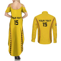 Custom Ghana Football Couples Matching Summer Maxi Dress and Long Sleeve Button Shirt Go Black Stars