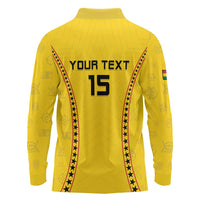 Custom Ghana Football Long Sleeve Polo Shirt Go Black Stars