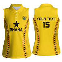 Custom Ghana Football Women Sleeveless Polo Shirt Go Black Stars - Wonder Print Shop