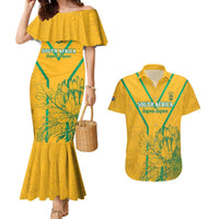 Custom South Africa Soccer Couples Matching Mermaid Dress and Hawaiian Shirt Go Bafana Bafana