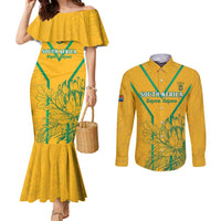 Custom South Africa Soccer Couples Matching Mermaid Dress and Long Sleeve Button Shirt Go Bafana Bafana