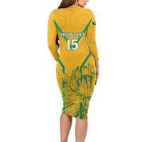 Custom South Africa Soccer Family Matching Long Sleeve Bodycon Dress and Hawaiian Shirt Go Bafana Bafana