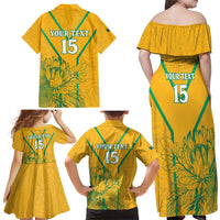 Custom South Africa Soccer Family Matching Off Shoulder Maxi Dress and Hawaiian Shirt Go Bafana Bafana