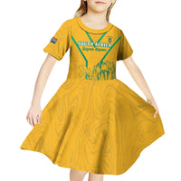 Custom South Africa Soccer Kid Short Sleeve Dress Go Bafana Bafana