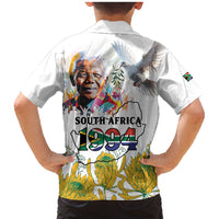 Happy South Africa Freedom Day Family Matching Mermaid Dress and Hawaiian Shirt Nelson Mandela With Protea
