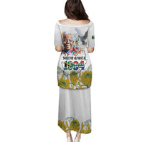 Happy South Africa Freedom Day Family Matching Puletasi and Hawaiian Shirt Nelson Mandela With Protea