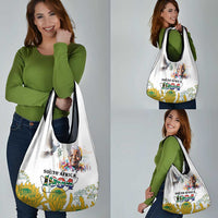 Happy South Africa Freedom Day Grocery Bag Nelson Mandela With Protea