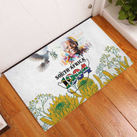 Happy South Africa Freedom Day Rubber Doormat Nelson Mandela With Protea