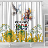 Happy South Africa Freedom Day Shower Curtain Nelson Mandela With Protea