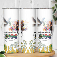 Happy South Africa Freedom Day Skinny Tumbler Nelson Mandela With Protea