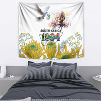 Happy South Africa Freedom Day Tapestry Nelson Mandela With Protea