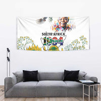 Happy South Africa Freedom Day Tapestry Nelson Mandela With Protea