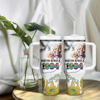 Happy South Africa Freedom Day Tumbler With Handle Nelson Mandela With Protea
