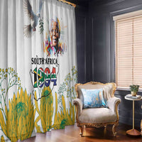Happy South Africa Freedom Day Window Curtain Nelson Mandela With Protea