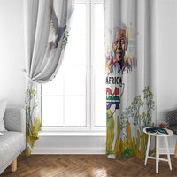 Happy South Africa Freedom Day Window Curtain Nelson Mandela With Protea