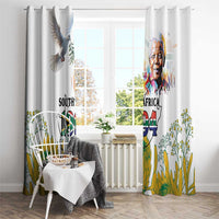 Happy South Africa Freedom Day Window Curtain Nelson Mandela With Protea