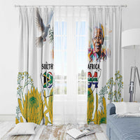 Happy South Africa Freedom Day Window Curtain Nelson Mandela With Protea