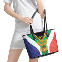 Personalised South Africa Leather Tote Bag Coat Of Arms Flag Style