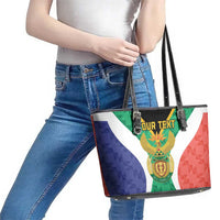 Personalised South Africa Leather Tote Bag Coat Of Arms Flag Style