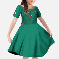 Custom Cameroon Football Family Matching Long Sleeve Bodycon Dress and Hawaiian Shirt Waka Waka - This Time For Africa