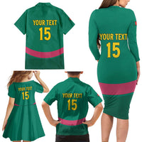 Custom Cameroon Football Family Matching Long Sleeve Bodycon Dress and Hawaiian Shirt Waka Waka - This Time For Africa