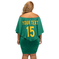 Custom Cameroon Football Family Matching Off Shoulder Short Dress and Hawaiian Shirt Waka Waka - This Time For Africa