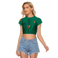 Custom Cameroon Football Raglan Cropped T Shirt Waka Waka - This Time For Africa