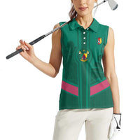 Custom Cameroon Football Women Sleeveless Polo Shirt Waka Waka - This Time For Africa