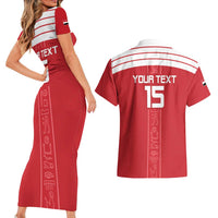 Custom Egypt Football Couples Matching Short Sleeve Bodycon Dress and Hawaiian Shirt Yalla Yalla Pharaohs - Red Ver