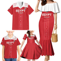 Custom Egypt Football Family Matching Mermaid Dress and Hawaiian Shirt Yalla Yalla Pharaohs - Red Ver