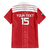 Custom Egypt Football Family Matching Off The Shoulder Long Sleeve Dress and Hawaiian Shirt Yalla Yalla Pharaohs - Red Ver