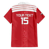 Custom Egypt Football Family Matching Off Shoulder Short Dress and Hawaiian Shirt Yalla Yalla Pharaohs - Red Ver